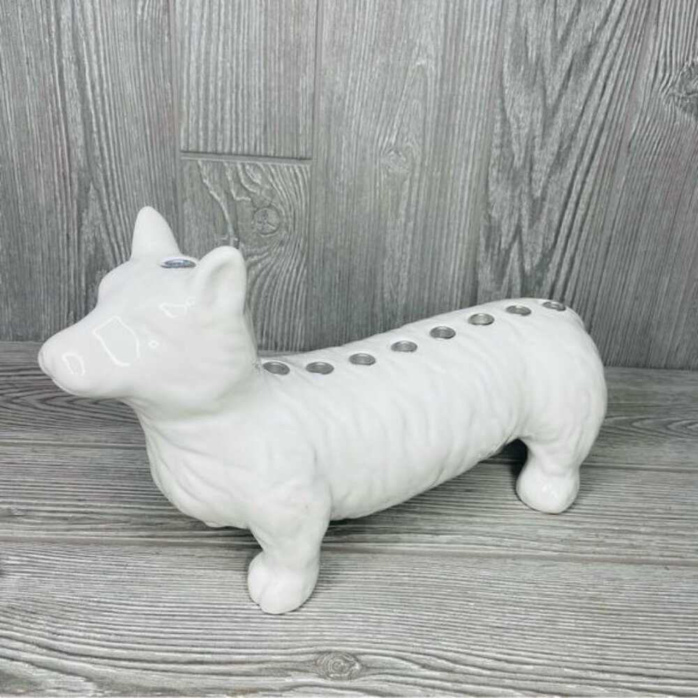 corgi dog menorah White Ceramic Hanukkah Chanukah long corgi decoration figurine